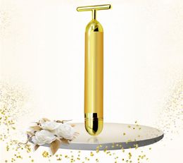 24k Gold Vibration Facial Slimming Face Beauty Bar Pulse Firming Facial Roller Massager Lift Skin Tightening Wrinkle Stick6477923