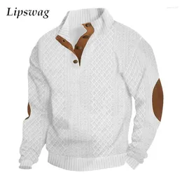 Men's Sweaters 2024 Autumn Mens Sweater Casual Long Sleeve Patchwork Twist Jacquard Knitted Sweatshirt For Clothing Fashion Knit Pullovers