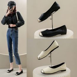 Shoes Breathable Woman Gommino GAI Trainer Wolf Cream Black Tours Triple Greens Light Mouth Single Shoe French Flat Small Fragrance Color-103 33333