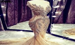 Major Beading Crystal Jewel Prom Dresses With Sheer Neck Mermaid Luxury Evening Dress Custom Made Illusion Robe de soires 20224742297