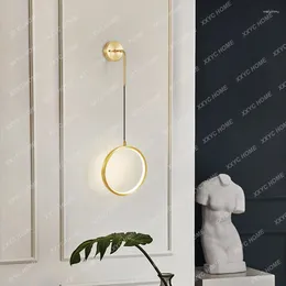 Wall Lamps Copper Round Lamp Simple LED Ring Golden Light Luxury Living Room Bedroom Bedside Aisle Indoor