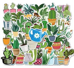 Pack of 45pcs Whole green potted plants Stickers office home Decal Guitar Laptop Skateboard Motor Bottle Car Decal Bulk Lots1502202