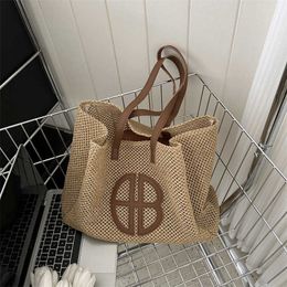Woven Bag Contrast Grass Fashion Instyle Trendy Women's Shoulder Handbag