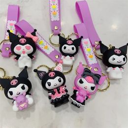 2024 New Cross-dress Cute Kuromi Keychain Lovers Doll Anime Cute Bag Pendant Dolls Car Keyring Child Girls Gifts