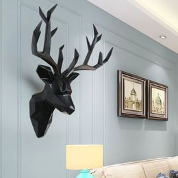 MGT Large 3D Deer Head Statue Sculpture Decor Home Wall Decoration Accessories Animal Figurine Wedding Party Hanging Decorations 2241e