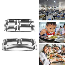 Plates Stainless Steel Dining Plate Compartment Children Fruit Snack Tray Baby Bowl Kitchen Tableware