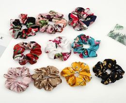 Fashion Women Faux Silk Flower Scrunchies Hair Tie Lady Simple Elastic Satin Hairbands Girls Hair Rope Headbands Hair Accessories2783979