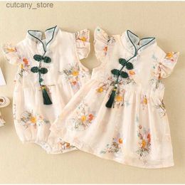 Girl's Dresses Hot Sale Baby Summer Dress Thin Chinese Style Qipao One Piece Wrap Fart Coat Newborn Baby Full Month 100 Day Old Skirt Dresses L240311