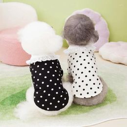 Dog Apparel Cute Polka Dot Lace Black And White Clothes Summer Thin T-shirt Teddy Small Pet Two-Legged Puppy Clothing