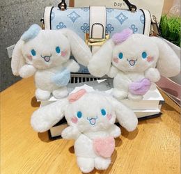 2024 Sevimli Aşk Kalp Cinnamoroll Peluş Anahtar Keychain Takı Okul Çantası Sırt Çantası Süsleme Askı Çocuk Oyuncak Hediyeleri