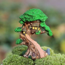Elf Tree House Miniature Fairy Garden Home Houses Decoration Mini Craft Micro Landscaping Decor DIY Accessories Y0107303Q