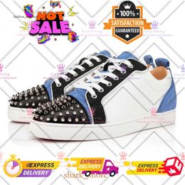 2024 New with Box Red Bottoms Mens Casual Shoes Womens Fashion Sneakers Designer Shoes Low Black White Cut Leather Splike Tripler Vintage Luxury 107 392