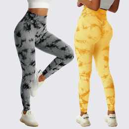 Active Pants Tie Dye Leggings Gym Yoga Women Seamless High Waist Push Up Sport Fitness Leggins Marble Scrunch BuWorkout Booty Tights