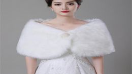 White Pearl Wrap Shawl Coat Jackets For Bridal Winter Wedding Cloak Faux Fur Shawls 2016 New Arrival2153224