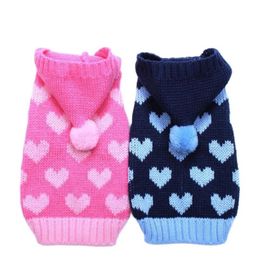 Dog Apparel Cat Sweater Hoodie Hearts Patterns Jumper Pet Puppy Coat Jacket Warm Clothes For Chihuahua Yorkie PoodleDog225G