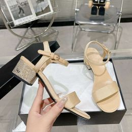 High Sandal Ankle Strap Leather Bottom Women Shoes High Heeled Designer Office Slides Sandalias With Box 534