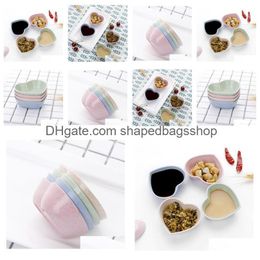 Dishes Plates Heart Shape Wheat St Seasoning Bowl Vinegar Soy Sauce Dish Creative Snack Plate Kitchen Supplies Wb1813 Drop Delivery Ho Dhtxl