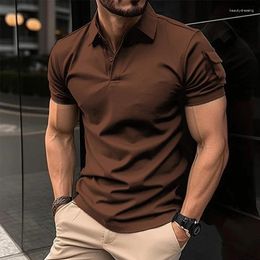 Erkek Polos Yaz Moda Polo Gömlek Stretch Giyim Sporları Spor Erkek Bahar Günlük Kısa Kollu Nefes Alabilir T-Shirt