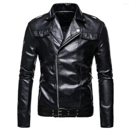 Men's Jackets Autumn Leather Jacket Large Lapel Motorcycle PU Coat Korean Fashion Street Dress Shirt