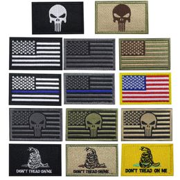 Bundle 100 pieces USA Flag Patch Thin Blue Line Tactical American Military Morale Patches Set for clothes with hook&loop278f