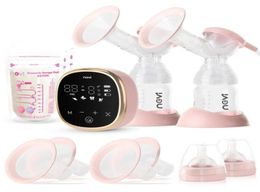 NCVI Double Electric Breast Pumps 4 Modes 9 Levels with 4 Size Flanges 10pcs Breastmilk Storage Bags 2109286249268