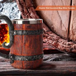 Mugs 500ml Drinking Mug Creative Simulation Wood Insulated Tumbler Heat Resistant Beverage Cup For Tea Coffee Drinks