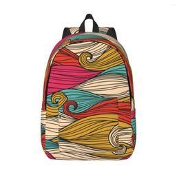 Backpack Student Bag Line Waves Parent-child Lightweight Couple Laptop