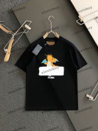 xinxinbuy Men designer Tee t shirt 2024 roma dinosaur letter printing short sleeve cotton women gray black white red M-3XL