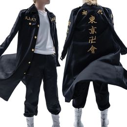HOLOUN Токио Мстители Аниме Косплей Костюм Манджиро Сано Майки Манджи с вышивкой первого поколения специальная атака униформа пальто 240229
