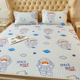 Other Bedding Supplies Home Printed Thai Latex Filing Summer Sleeping Mat with Sheets Air-Permeable Cool Ice Silk Quilted Bed Mat Elastic Band Bed Mats