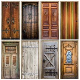 Frame Self Adhesive Retro 3d Door Stickers Waterproof Wood Grain Vinyl Pvc Door Poster Art Mural for Bedroom Door Wallpaper Home Decor