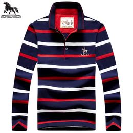 polo shirt men spring autumn high quality mens long sleeve stitching stripes embroidery youth Business casual polo shirt 851 240309