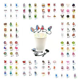 Drinking Straws 100Pcs Custom St Toppers Er Moulds Bad Bunny Charms Reusable Splash Proof Dust Plug Decorative 8Mm Cup For Wholesale Dhrah