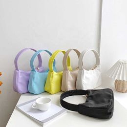 HBP Non-Brand 2024 Summer Korean Bags New Female Pure Simple Handbag Lady Small Shoulder Fashion Nylon Candy Color Armpit Bag