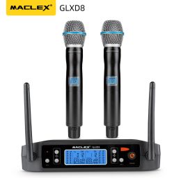 Microphones Maclex GLXD8 Professional Dual Adjustable frequency UHF Wireless Microphone System stage Church party Metal handle Karaoke mic