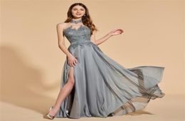 elegant evening formal dresses 2018 grey chiffon prom dresses custom robes de demoiselle d039honneur floor length robes de mari2315141