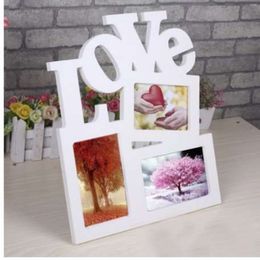 Hollow Love Design Wooden Po Frame DIY Picture Frames 1pcs Art Home Desk Decor Three Windows fast DIY Picture224s