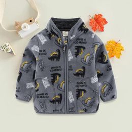 Jackets Toddler Boys And Girls Fall Winter Long Sleeved Collar Cartoon Pattern Shaker Zipper Puffy Jacket Girl 2t
