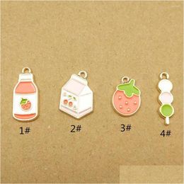 Charms 10Pcs Enamel Stberry Cherry Bottle Charm For Jewelry Making Earring Pendant Necklace Bracelet Accessories Diy Craft Supplies Dhlim