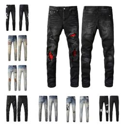 청바지에 구멍이있는 바디 디자이너 Black Jeans Slim Fit 남자를위한 청바지 {보낸 색상은 사진과 동일합니다}
