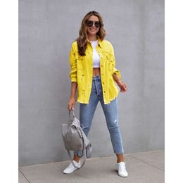 Designer women's clothing new style medium length rough edge hole Jean jacket womens autumn winter long sleeve casual lapel top jackets for women outdoor jacketBB2J