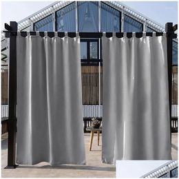 Curtain Drapes Outdoor Blackout Curtains Panel Waterproof Window Sun Blocking Thicken Patio Tap Top For Garden Gazebo Porch Drop D Dham7