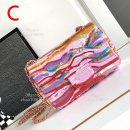 10A Top Caffence Designer Flip Bag 20 см искренняя кожаная сумка для плеча с блестками мешка с коробкой C582