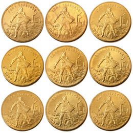 1923-1982 9pcs Different dates Soviet Russian 1 Chervonetz 10 Roubles CCCP USSR Lettered Edge Gold Plated Russia Coins COPY199h
