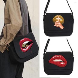 Shopping Bags 2024 Canvas Messenger Bag Women Casual Version Wild Postman Case Mouth Print Organiser Japanese Style Shoulder Crossbody