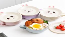 Cartoon creative rabbit bowl doublelayer thickened antiscald instant noodle with lid spoon instant191v1749967