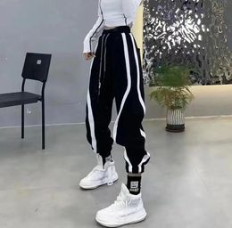 Side Stripe Women Pants Black Jogging Sweatpant For Baggy Sports Grey Jogger High Waist Female Trousers 240309