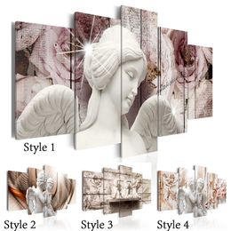 Unframed 5 Panels Lovely Angel Wall Art Decorative Paintings Canvas Print for Living Room Painting No Frame 223f