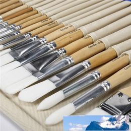 Chip Paint Brushes Set Professional Synthetic Short Handle W Brush Case Art Supplies Watercolour Oil Paint Brush264Z