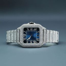 Exclusive stainls steel round brilliant cut y iced out moissanite diamond wrist watch for men with new fancy pattern